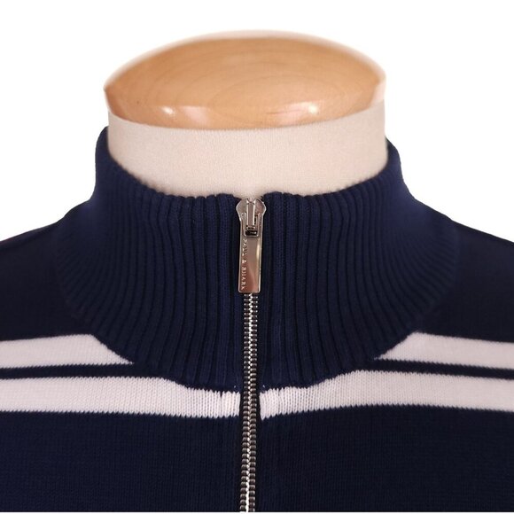 Paul & Shark Yachting Striped 1/2 Zip Sweater L Mens Navy Blue Collection $375 - Picture 3 of 15